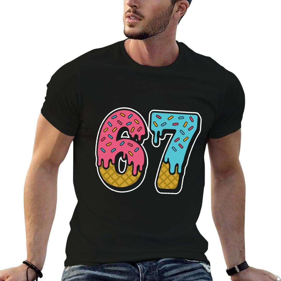 67 Ice Cream Drip Meme Funny Six Seven Gen Alpha Slang  Vintage-inspired T-Shirt