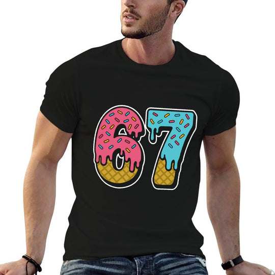 67 Ice Cream Drip Meme Funny Six Seven Gen Alpha Slang  Vintage-inspired T-Shirt