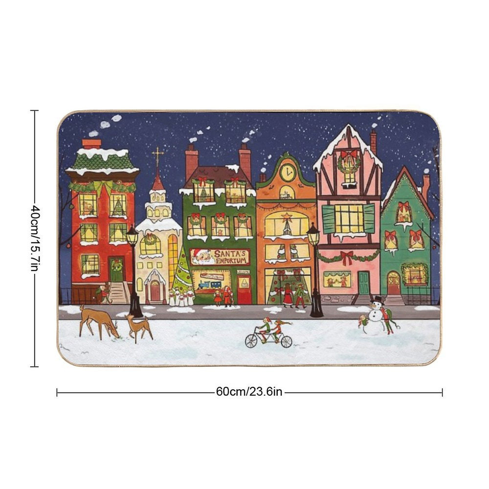 Christmas Whimsy  Easy To Clean Bath Mat