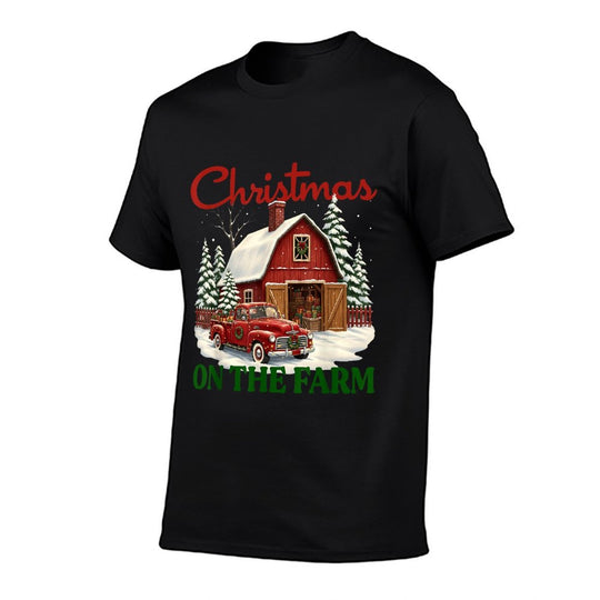 Christmas On The Farm Vintage Red Truck Barn Xmas Gift  Durable T-Shirt
