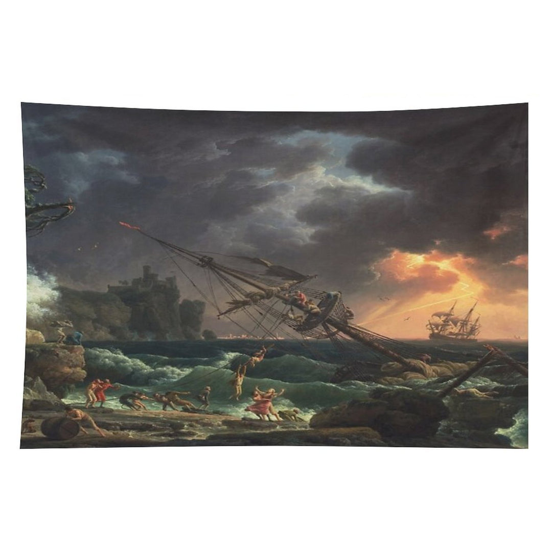 The Shipwreck  Claude-Joseph Vernet  1772 Ocean Storm Marine Ship Art Tapestry