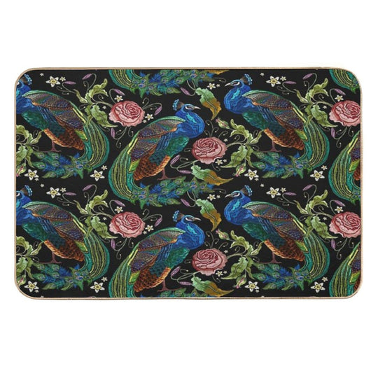 Embroidery Peacocks  Multi-Purpose Bath Mat