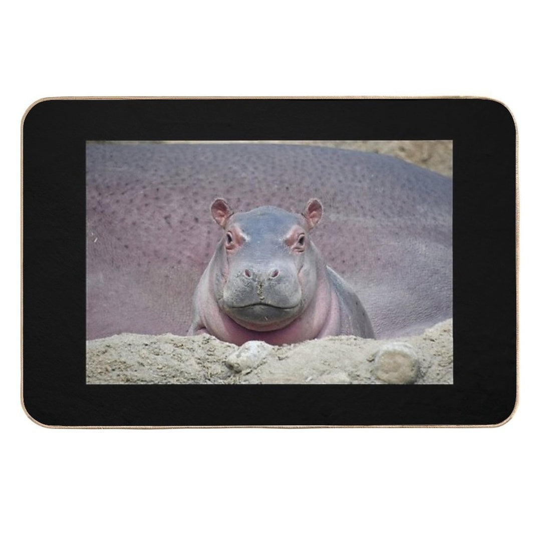 Baby Hippo Fritz at The Cincinnati Zoo  Easy Maintenance Bath Mat