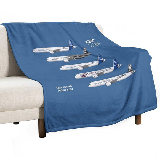 Airbus A350 Test Aircraft Fleet Illustration Travel-friendly Throw Blanket
