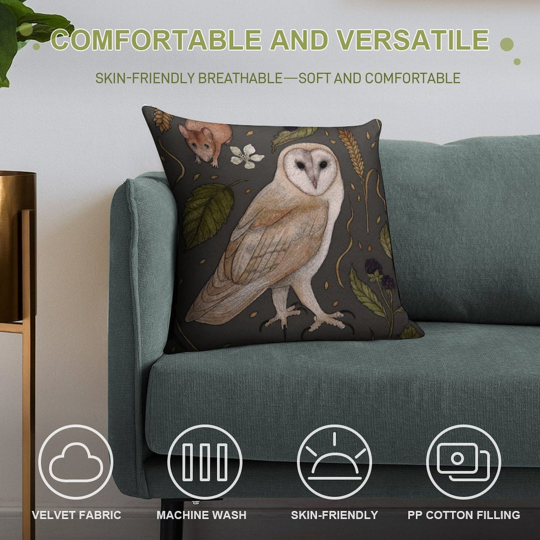 Barn Owl Soft Anti-Pilling Throw Pillow