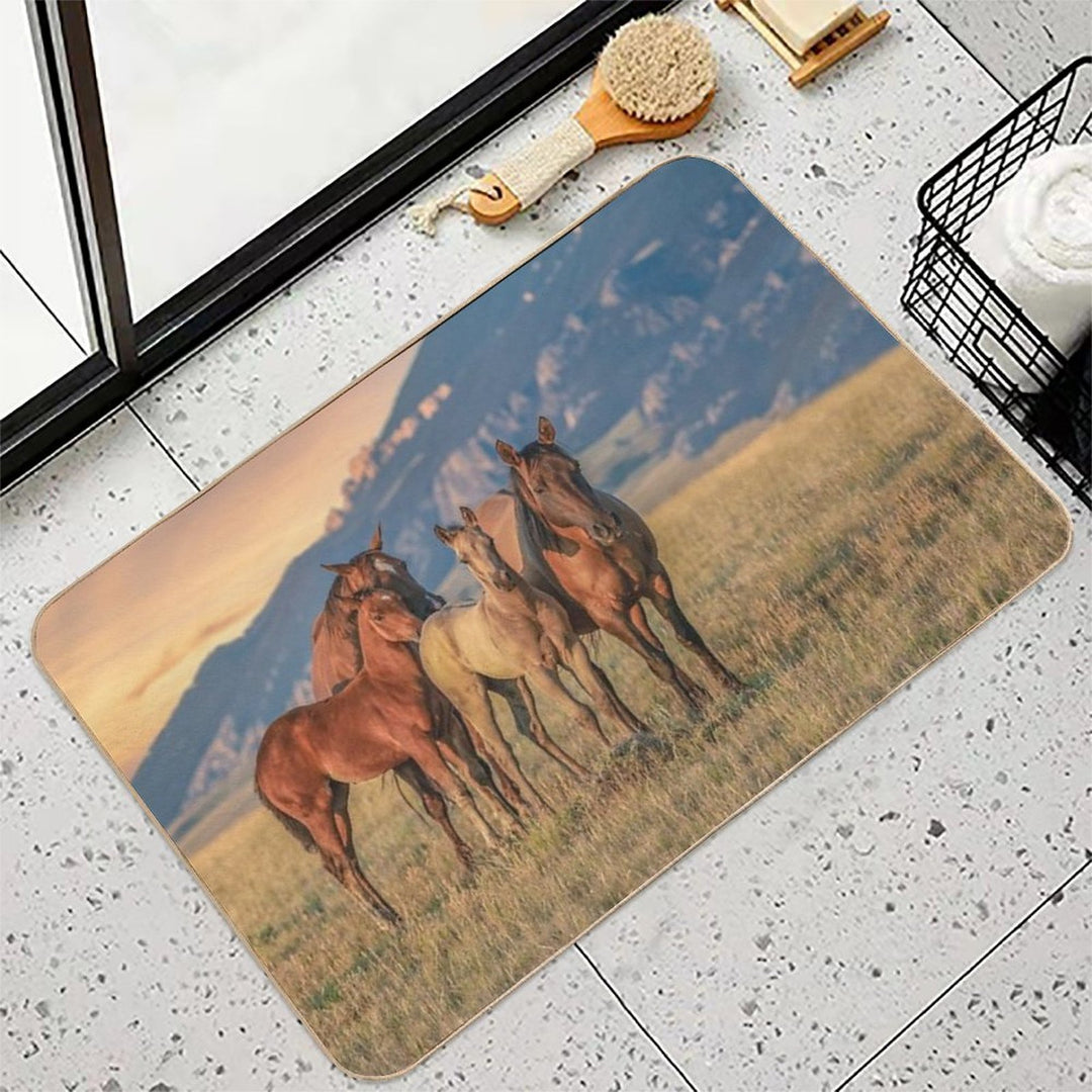 Sunrise Montana Horse Ranch  Non-Slip Bath Mat