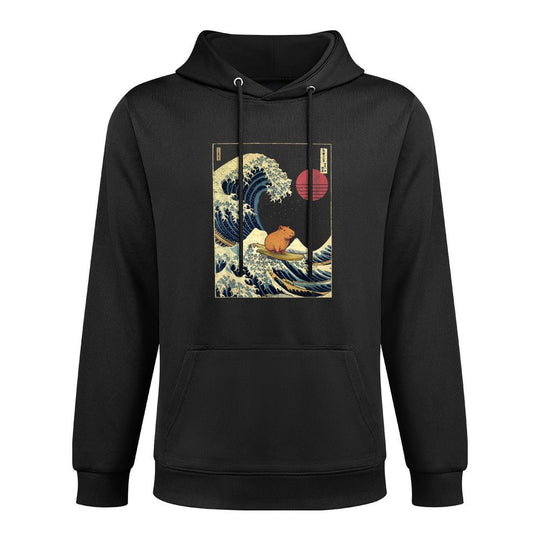 Capybara Japanese Kanagawa Wave Funny Surf Animal Customizable Surface Hoodie