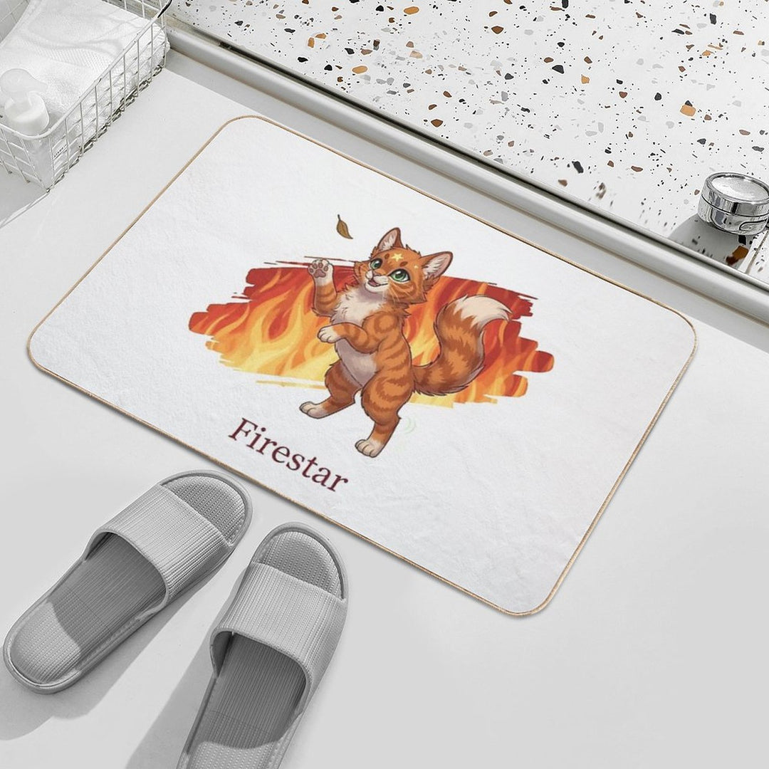Chibi Warriors Firestar Cat Cute ThunderClan Leader Firepaw Fanart  Non-Slip Bath Mat