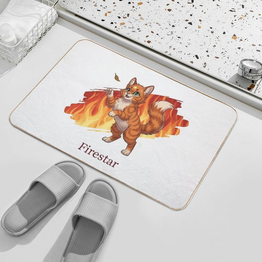 Chibi Warriors Firestar Cat Cute ThunderClan Leader Firepaw Fanart  Non-Slip Bath Mat