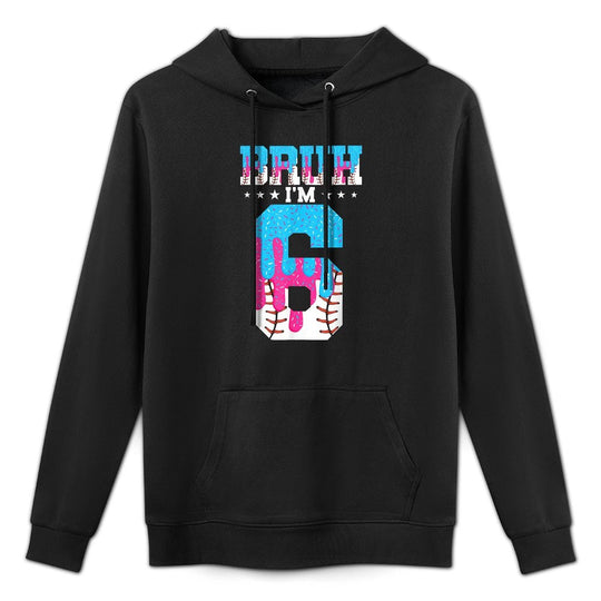 Bruh 6th Birthday Boy Baseball Ice Cream Drip 6 Year Old Boy Pilling-Resistant Hoodie
