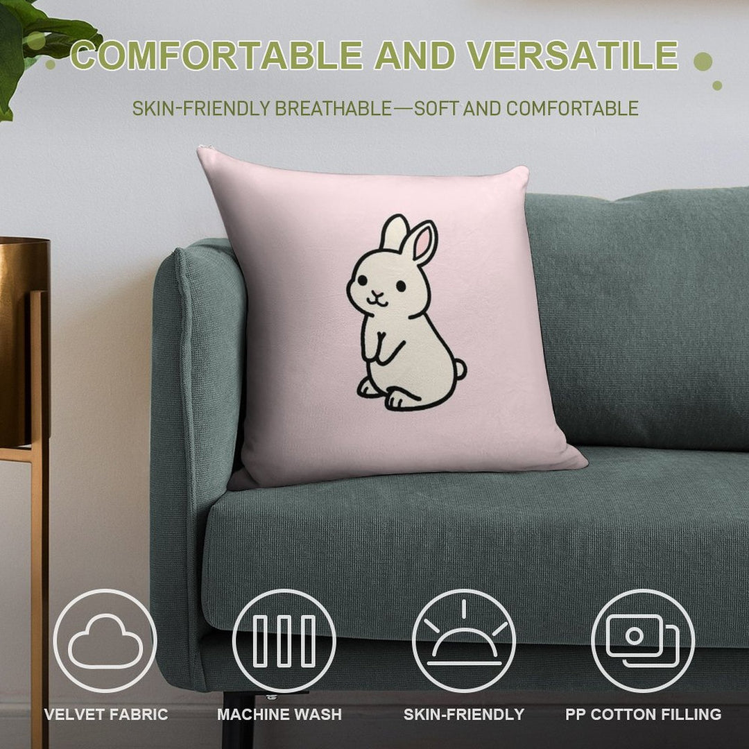 White Bunny Soft Gift Ready Throw Pillow