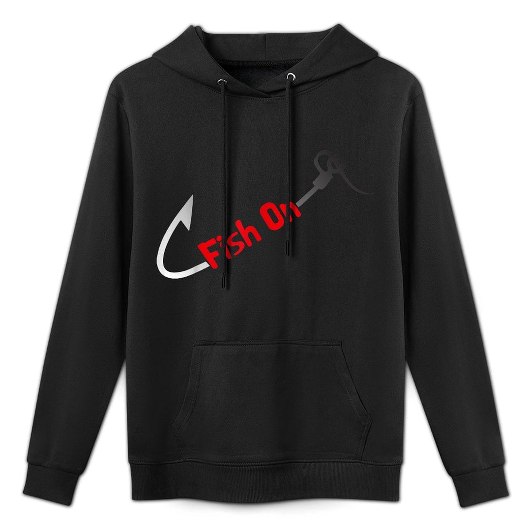 Fish On Fisherman Bass Fish Fishing Hook Joke Funny Quote Shape Retention Hoodie