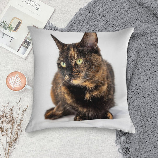 Tortoiseshell Cat Soft Decorative Cover Throw Pillow