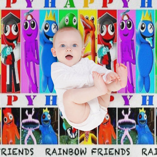Rainbow Friends Happy Happy Velvety-soft Throw Blanket