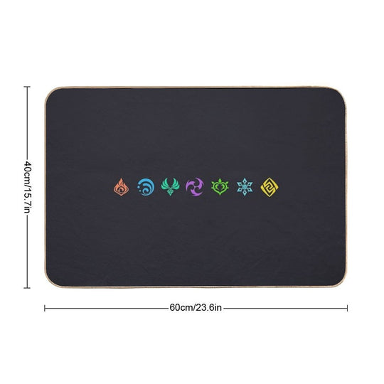 Genshin Impact Elements Colors Dark  Repositionable Bath Mat