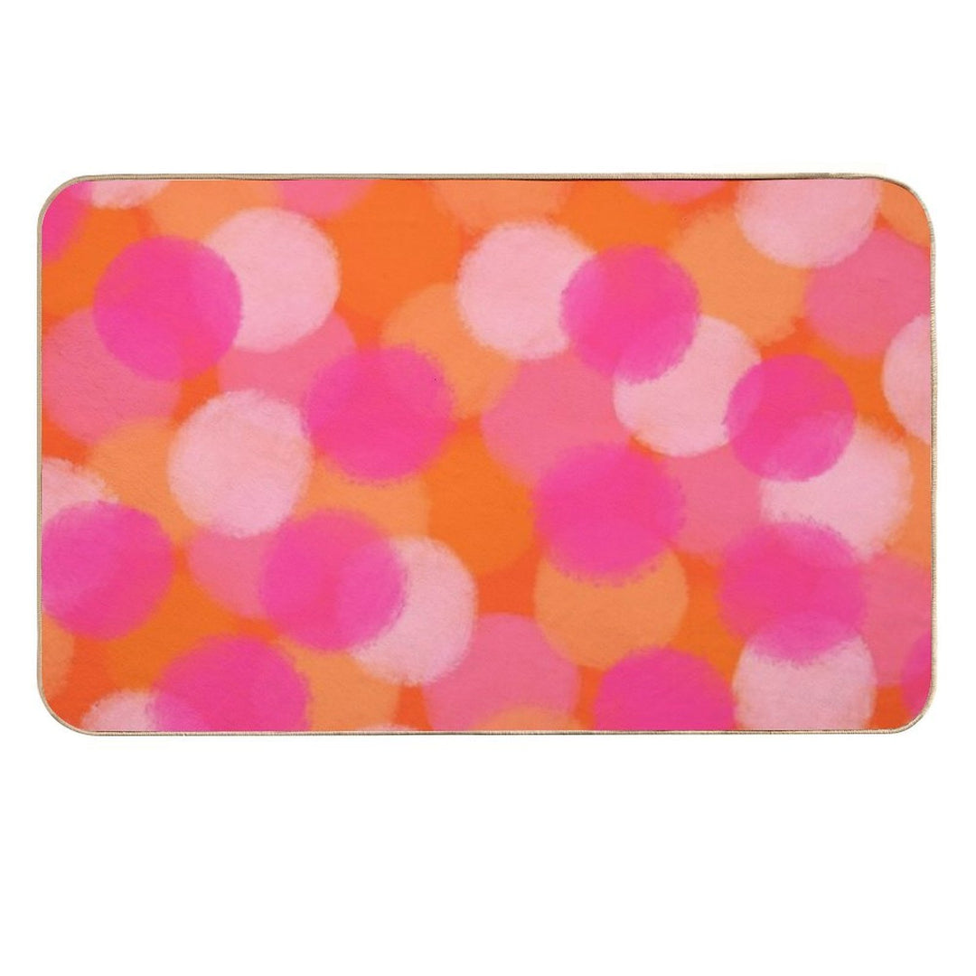 Abstract, Hot Pink And Orange, Paint Brush Effect Round  Pet-Safe Bath Mat