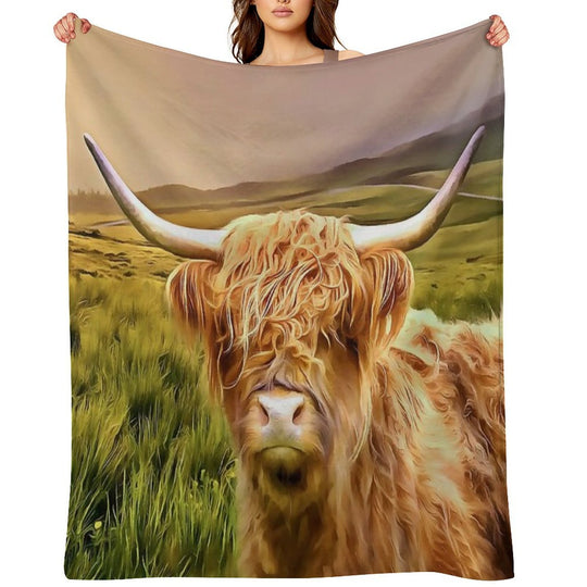 Highland Cow (Painting) Comfort Throw Blanket