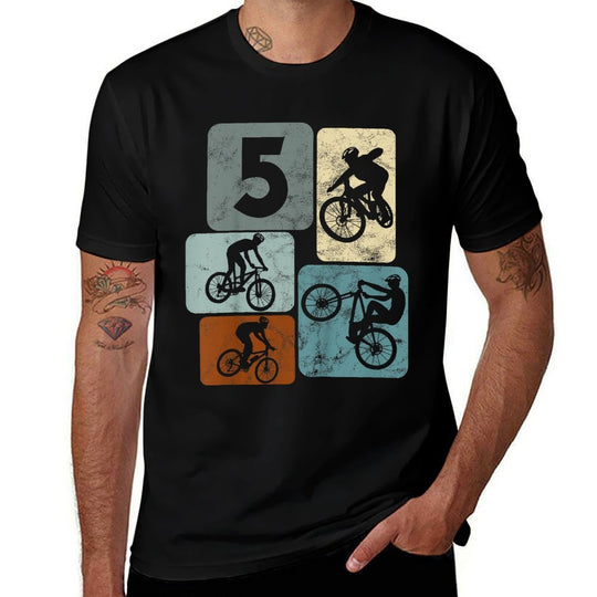Kids 5 Years Boys Cyclists 5th Birthday Girls Mountain Bike  Easy-care T-Shirt