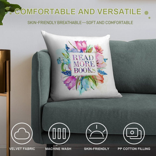 Read More Books Pastel Soft Durable Construction Throw Pillow