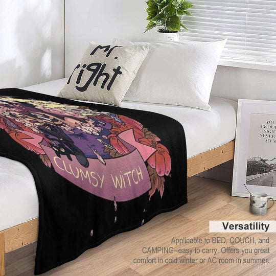Beware of The Clumsy Witch Velvety-soft Throw Blanket