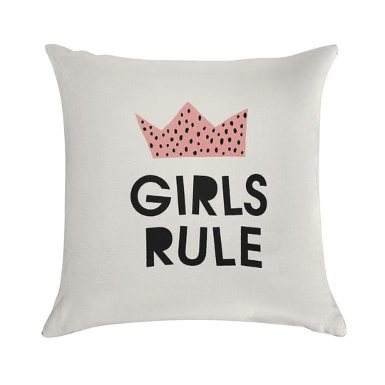 Girls Rule, Abstract, Mid Century Modern Kids Wall Art, Nursery Room Soft Fade-Resistant Throw Pillow