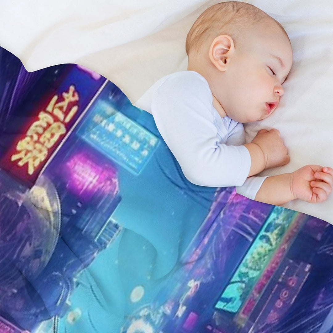 Cyberpunk Tokyo Dreamscape Easy Care Throw Blanket