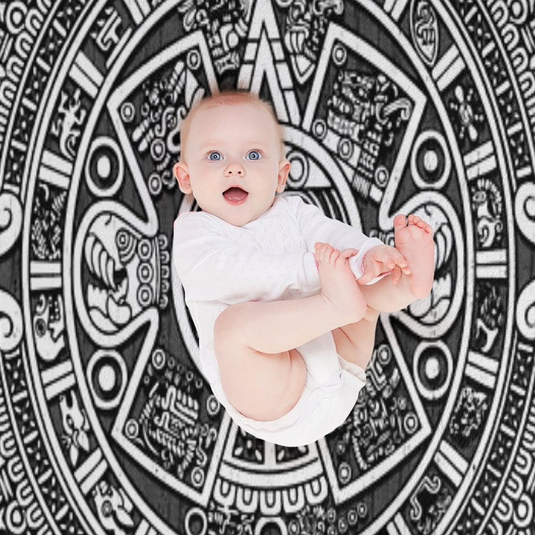 Aztec Calendar Plush Throw Blanket