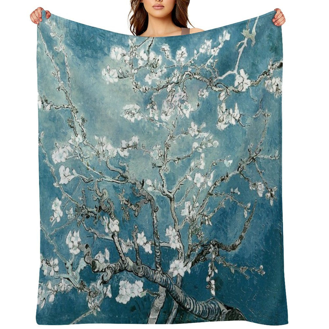 Vincent Van Gogh Almond Blossoms Teal Elegance Machine-washable Throw Blanket