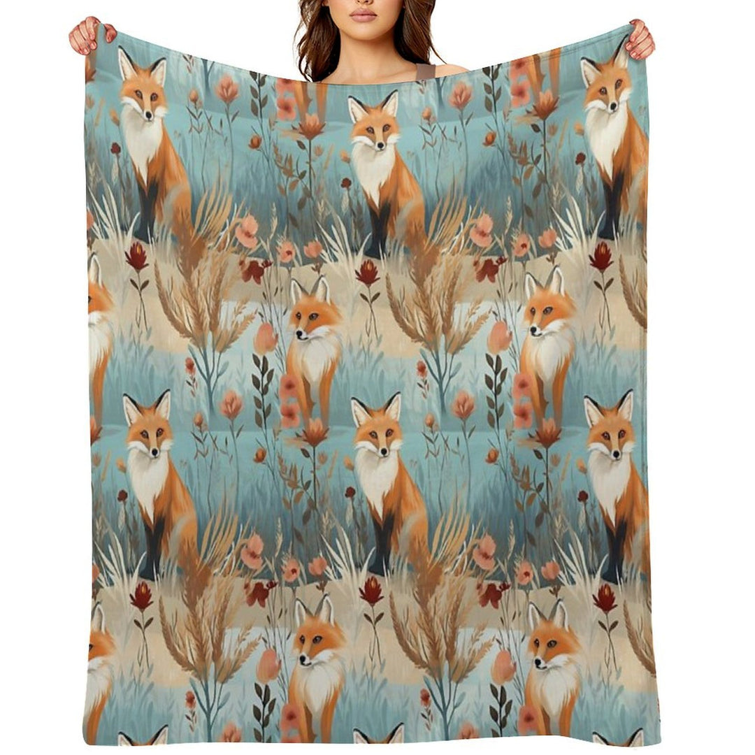 Fox Pattern Velvety-soft Throw Blanket