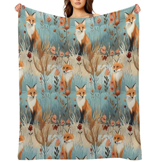 Fox Pattern Velvety-soft Throw Blanket