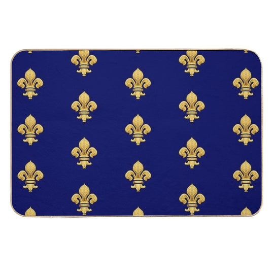 Royal Fleur De Lys Blue  Dirt-Trapping Bath Mat