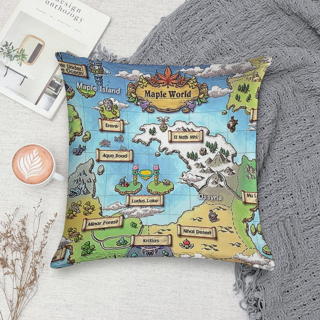 World Map (MapleStory) Soft Anti-Pilling Throw Pillow