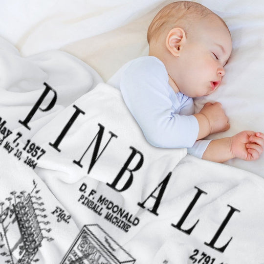 Pinball Arcade Gaming Machine Vintage Gamer Patent Print Eco-conscious Throw Blanket