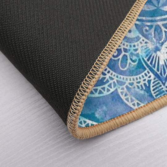 Flower of Life in Lotus - Watercolor Blue  Eco-Friendly Bath Mat