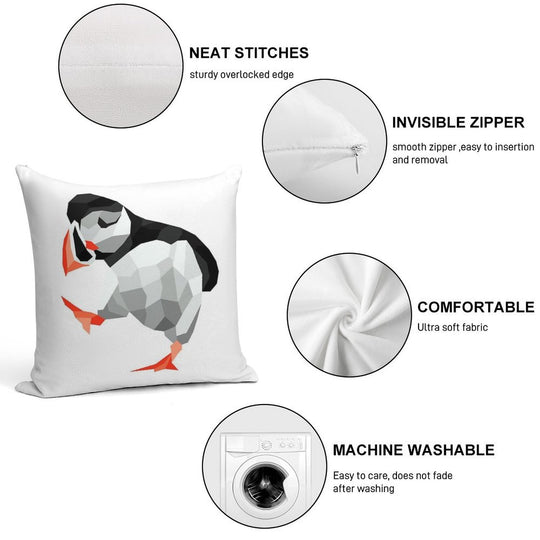 Shubie Dancing Puffin Soft Washable Throw Pillow