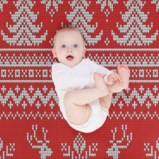 Red Christmas Knit Versatility Throw Blanket