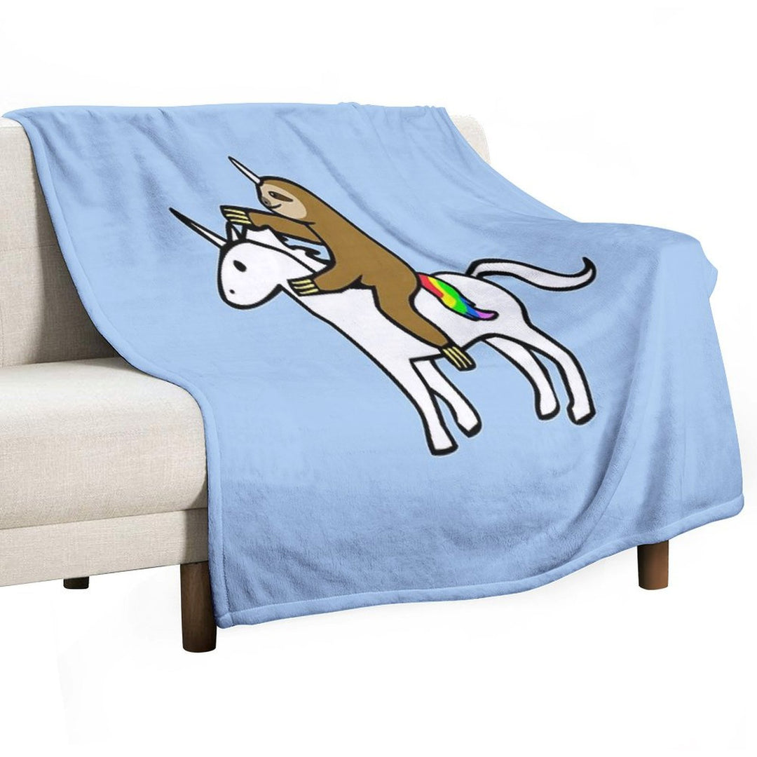 Slothicorn Riding Unicorn Versatility Throw Blanket