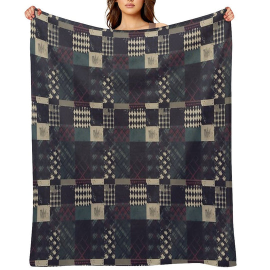 Grunge Tartan Patchwork Velvety-soft Throw Blanket