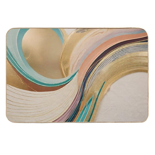 Abstract Curved Lines of Golden Colors  Anti-Trip Bath Mat