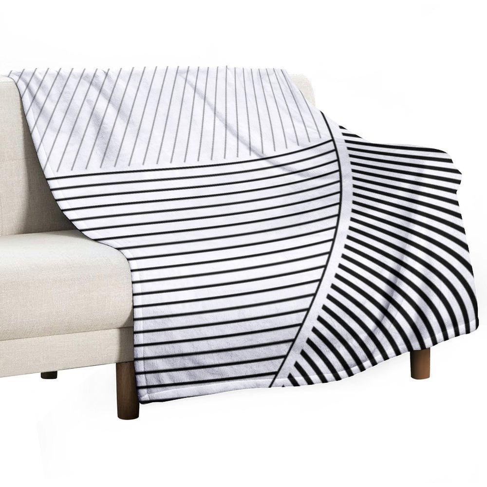 Black And White Geometric Lines Premium Throw Blanket