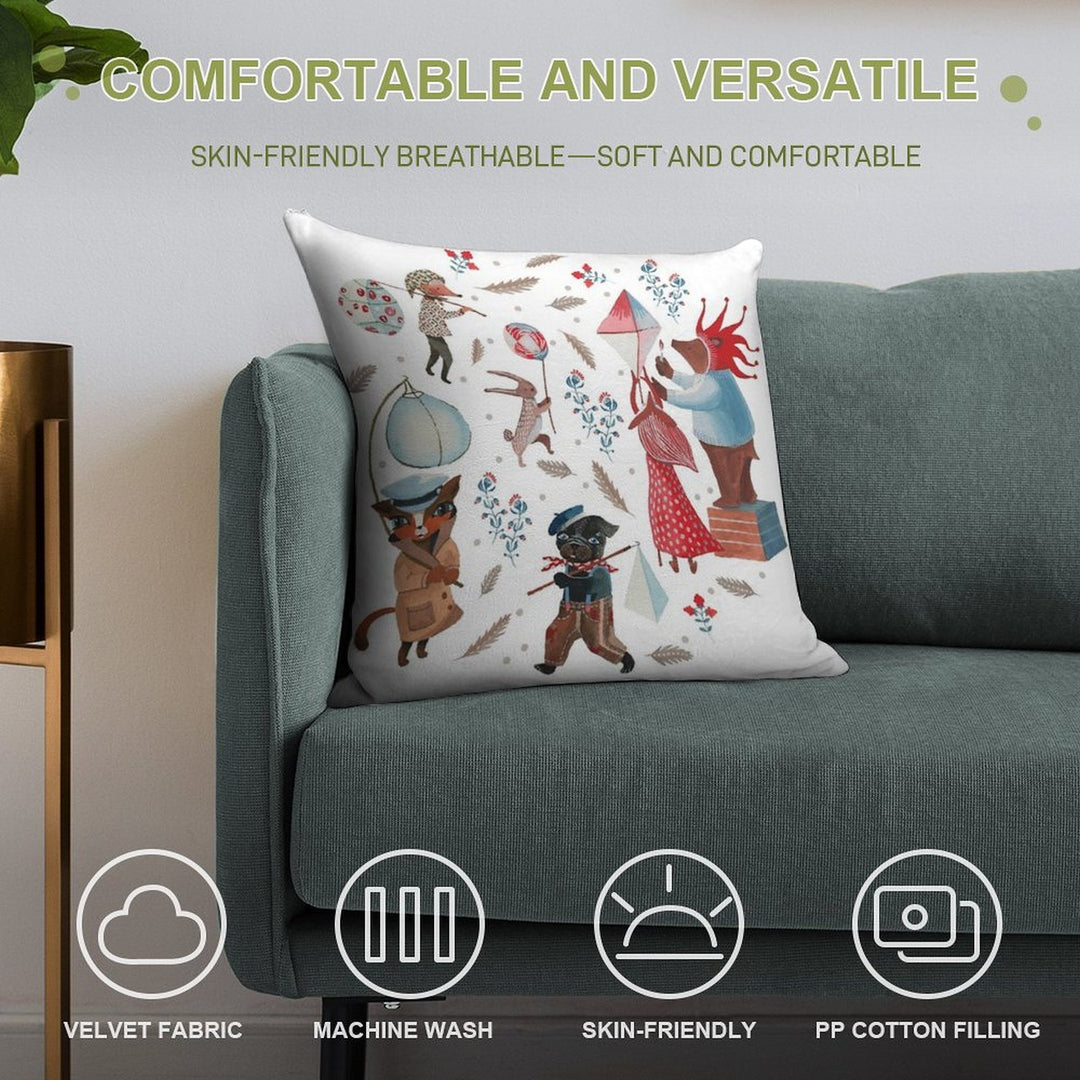 Lantern Parade - Snow Soft Durable Construction Throw Pillow