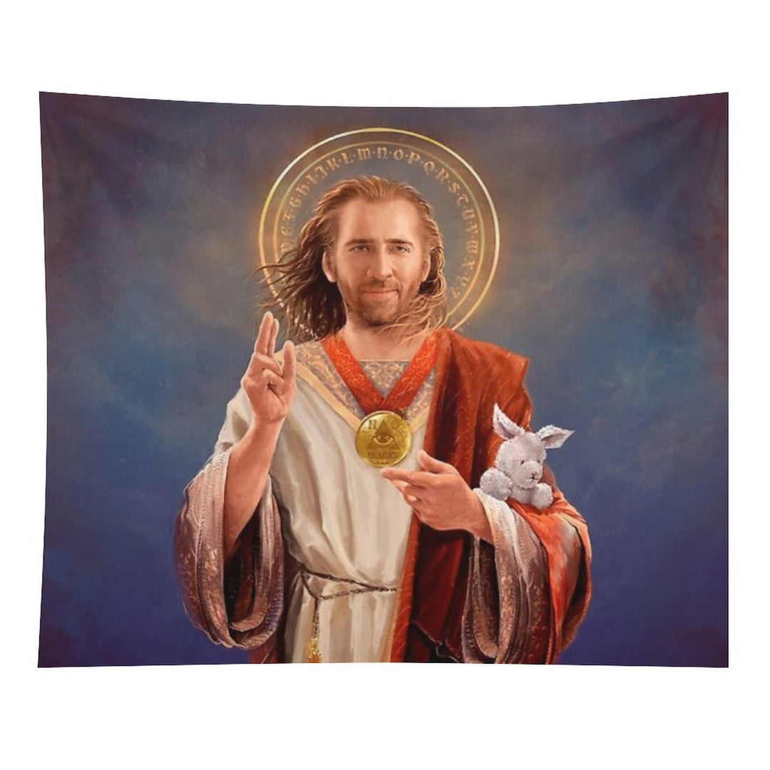 Nicolas Cage, Saint Nicolas of Cage, Nic Cage Original Religious Painting Tapestry