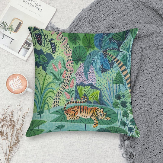 Jungle Tiger Soft Fade-Resistant Throw Pillow