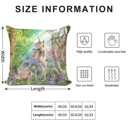 Unicorn Enchanted Forest Soft Hidden Zipper Throw Pillow
