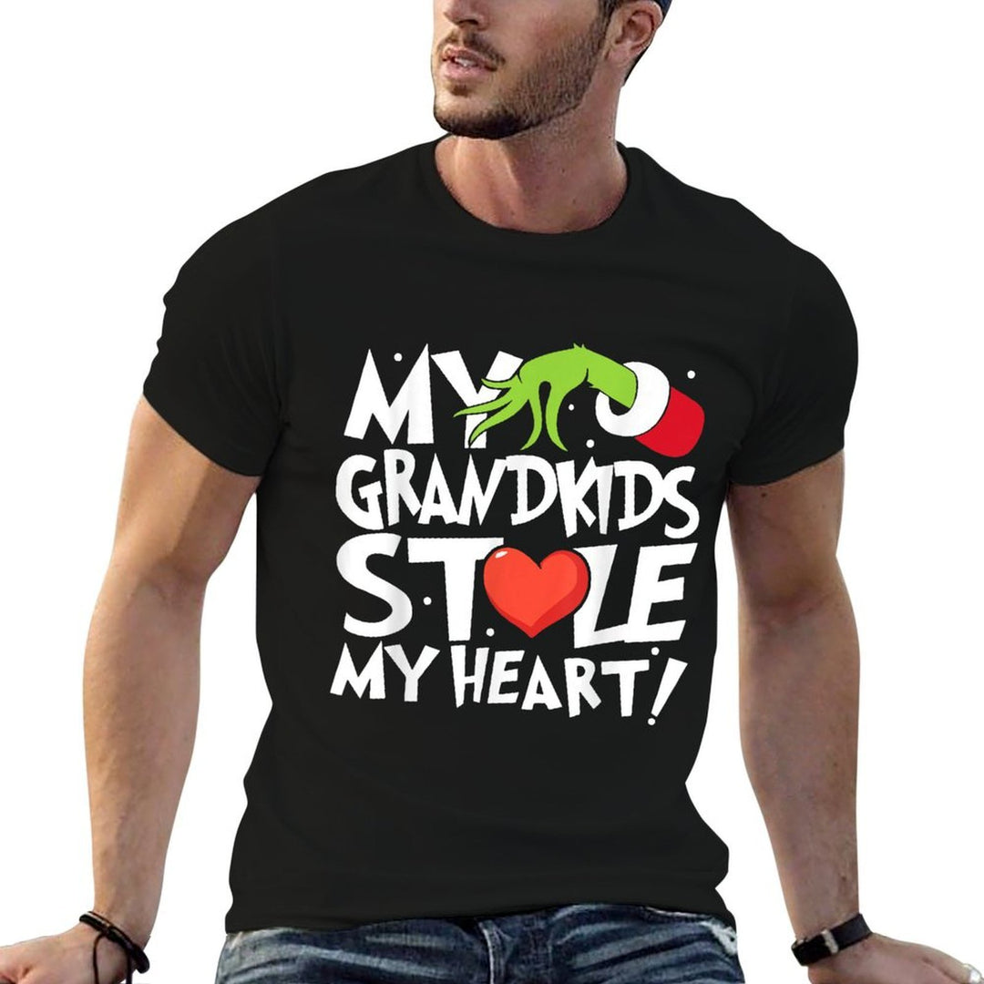 Vintage My Grandkids Stole My Christmas Heart Grandma Xmas  Summer-ready Fabric T-Shirt