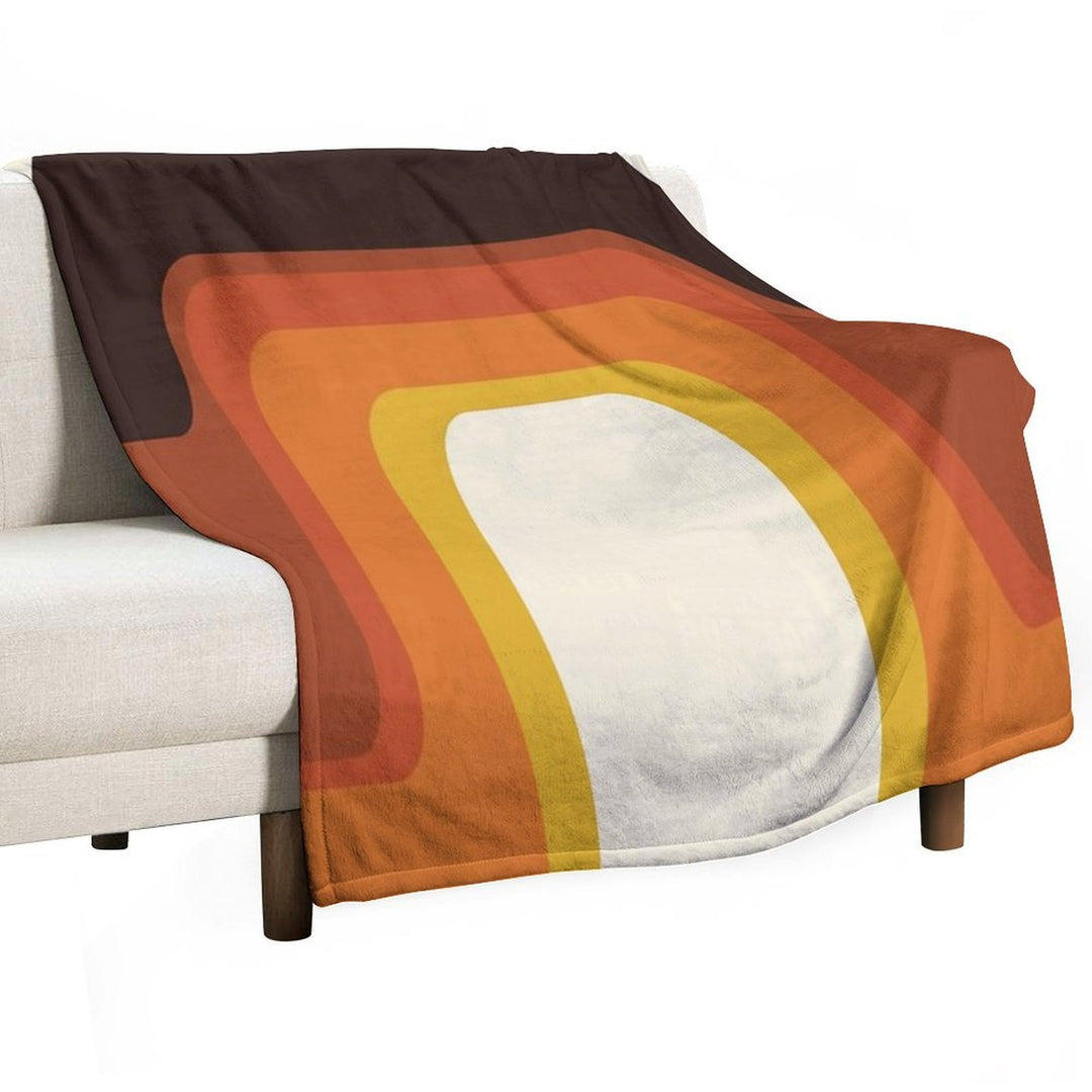 Mid-Century Modern Meets 1970s Orange Rainbow Multi-functional Throw Blanket