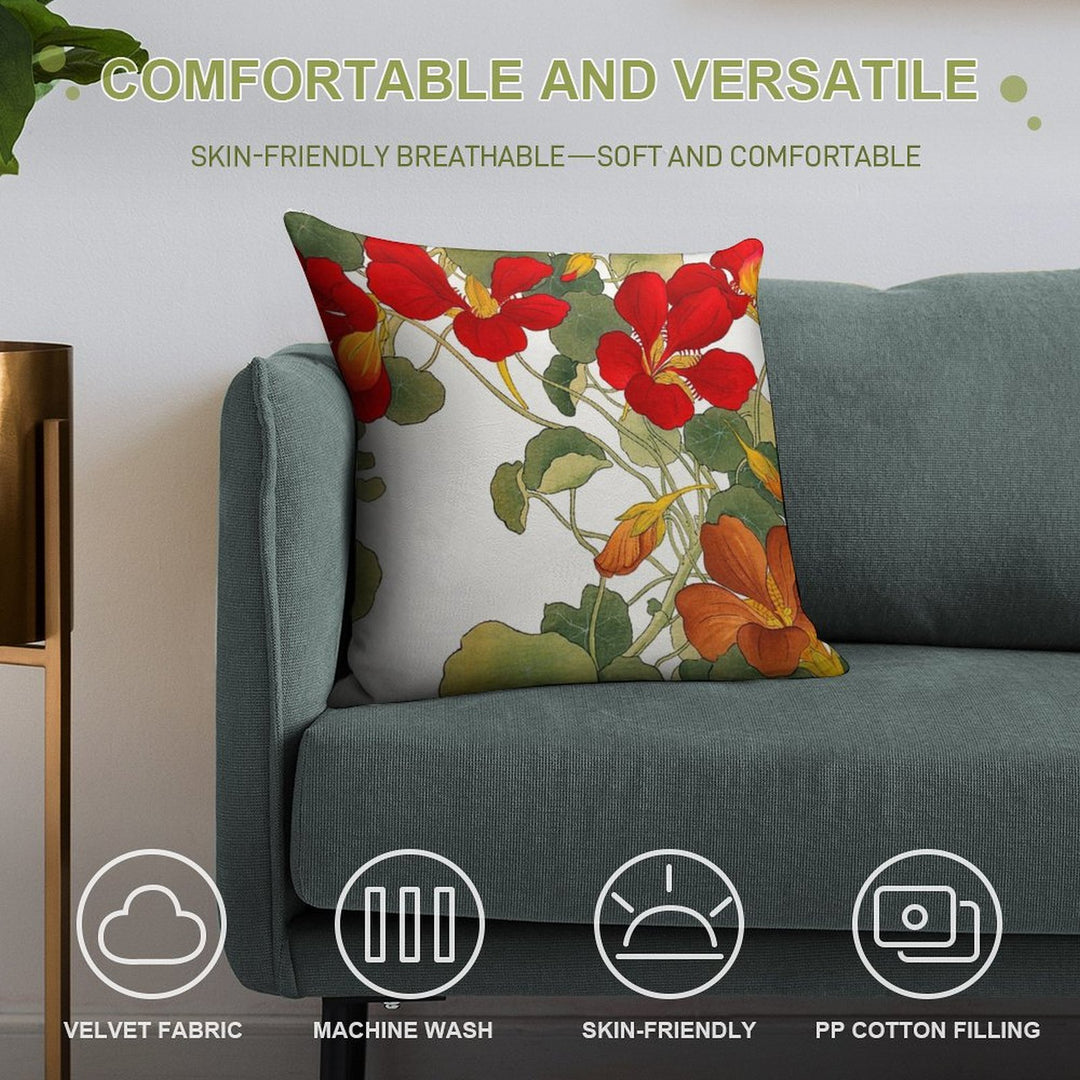 Nasturtium Flower Soft Ultra-Soft Texture Throw Pillow