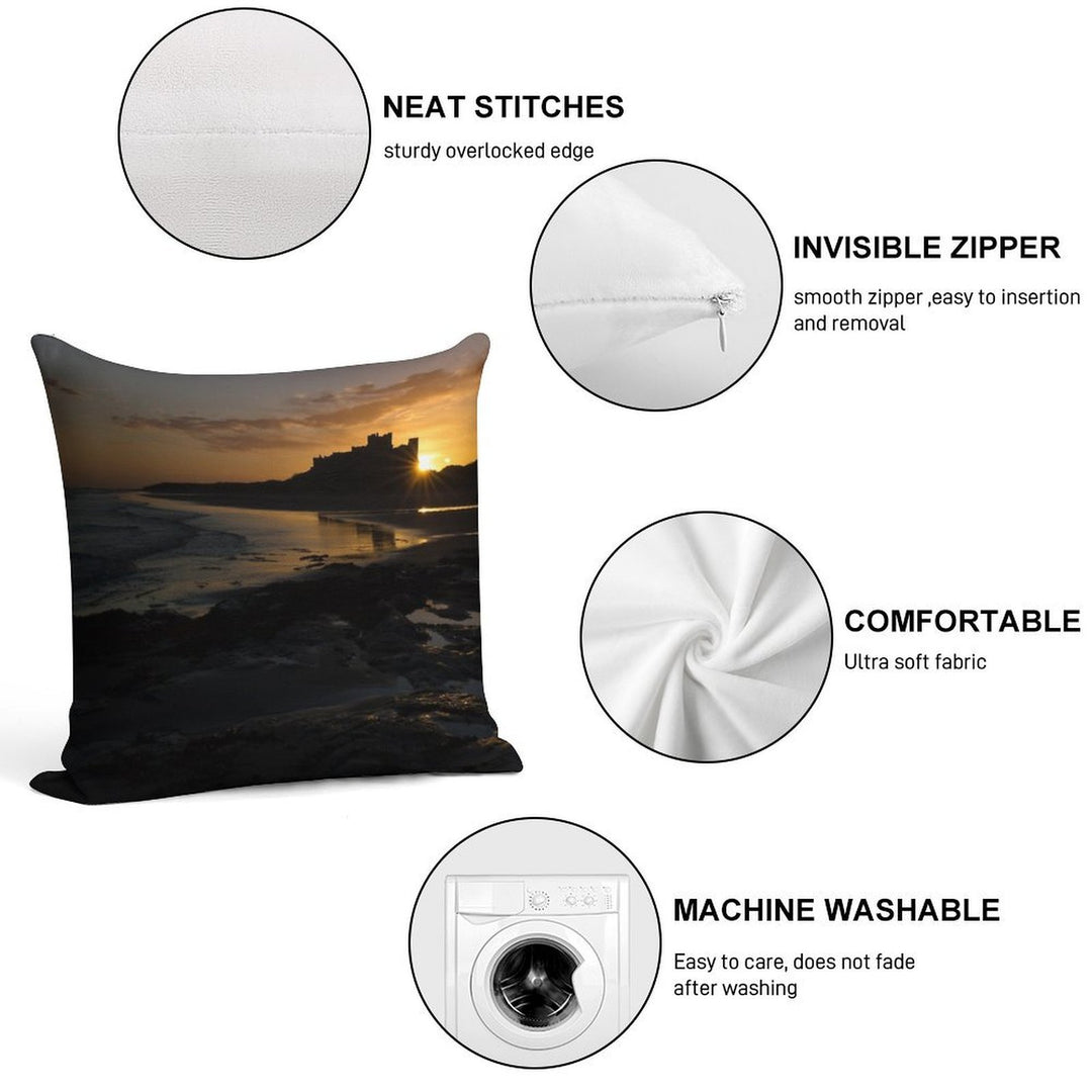Bamburgh Castle - Sunrise Soft Hidden Zipper Throw Pillow