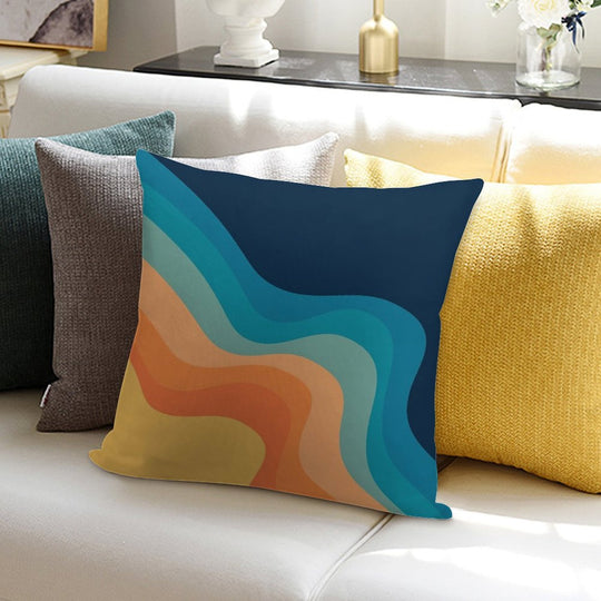 Retro Style Waves Decoration Soft Shrink-Resistant Throw Pillow