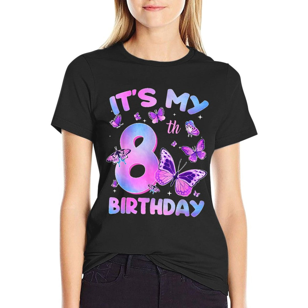 Its My 8th Birthday Butterfly Theme 8 Year Old Girl Party  Relaxed-fit T-Shirt